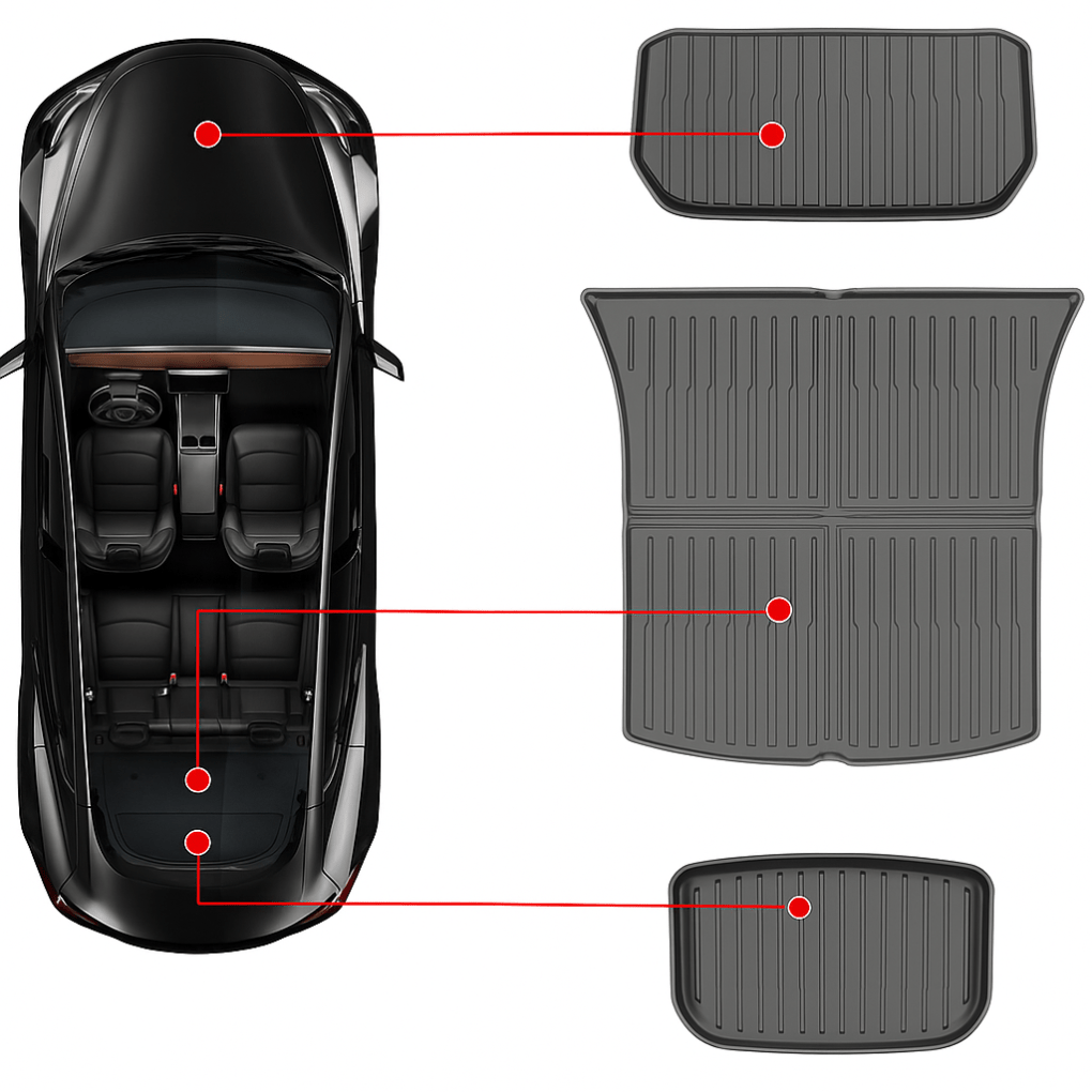 3 - in - 1 Tesla Trunk Mat Set – All - Weather Cargo Liners for Model Y/Juniper - Zapped Co