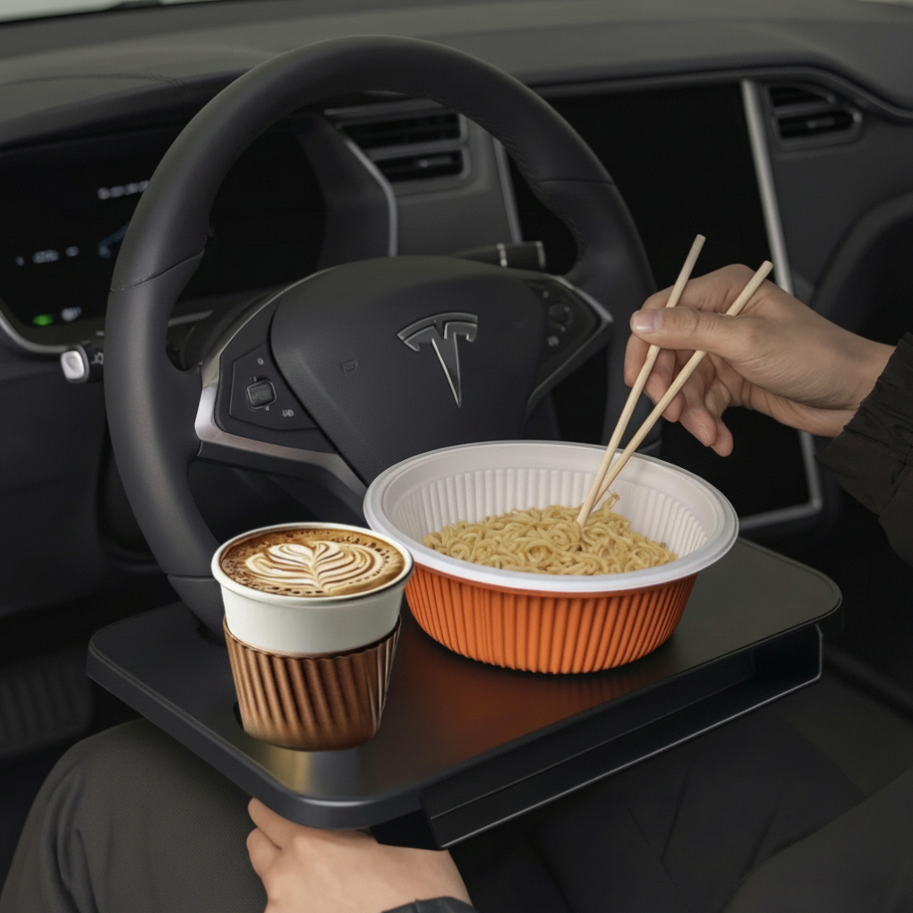 Tesla Travel Tray β Steering Wheel Desk for Work, Dining & Travel