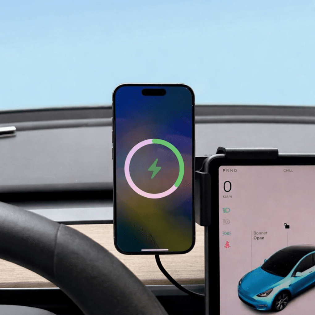 Magnetic Phone Mount Charger – for Tesla Model 3/Y/X/S/Cybertruck (2017 - 2026) - Zapped Co