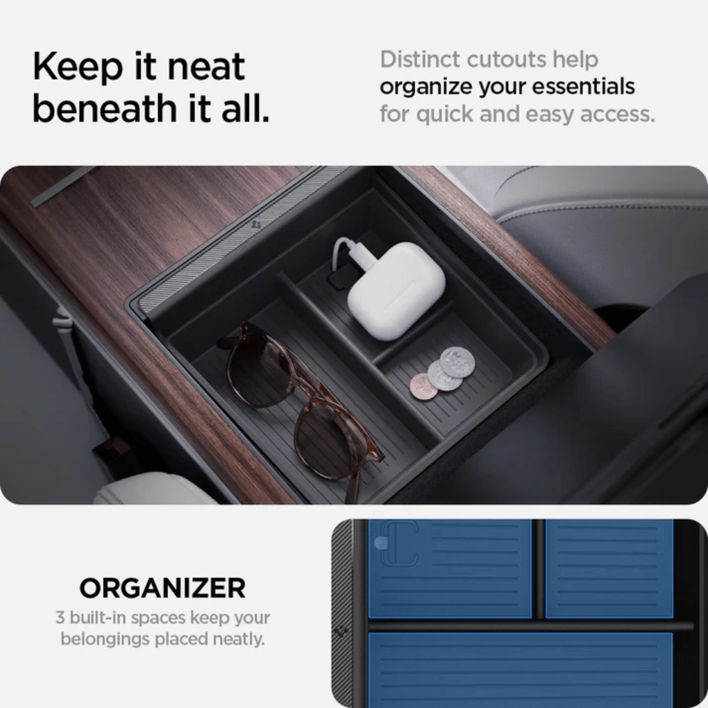Tesla Console Organizer - Storage Compartment for Tesla Model 3/Y/S/X/Cybertruck - Zapped Co