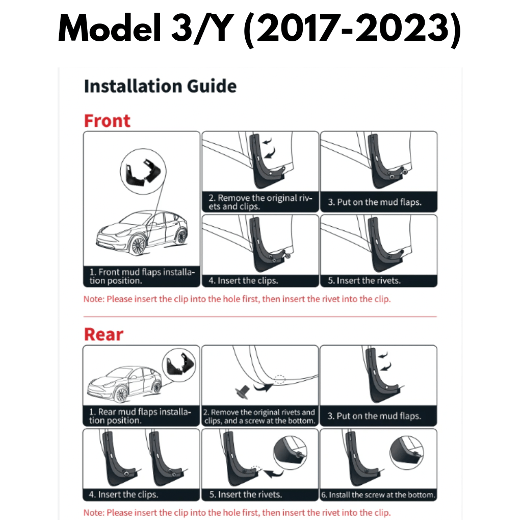 Tesla Mud Flaps – Custom Fit Splash Guards for Model 3/Y (2017 - 2023) - Zapped Co