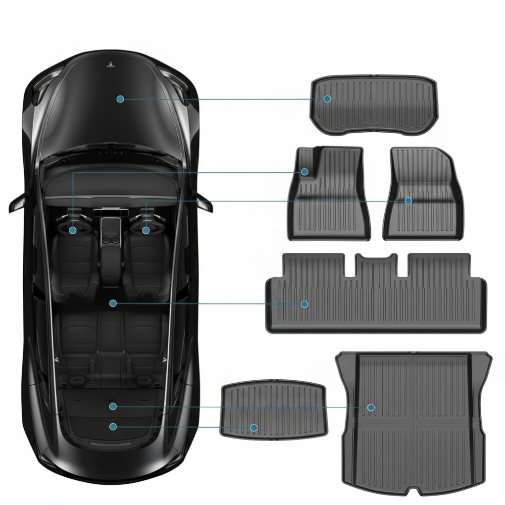 All-Weather Floor and Trunk Mat Set – for Model 3 Highland