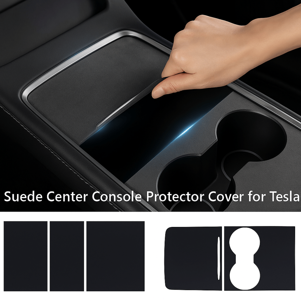 Suede Center Console Cover - For Tesla Model 3/Y - Zapped Co