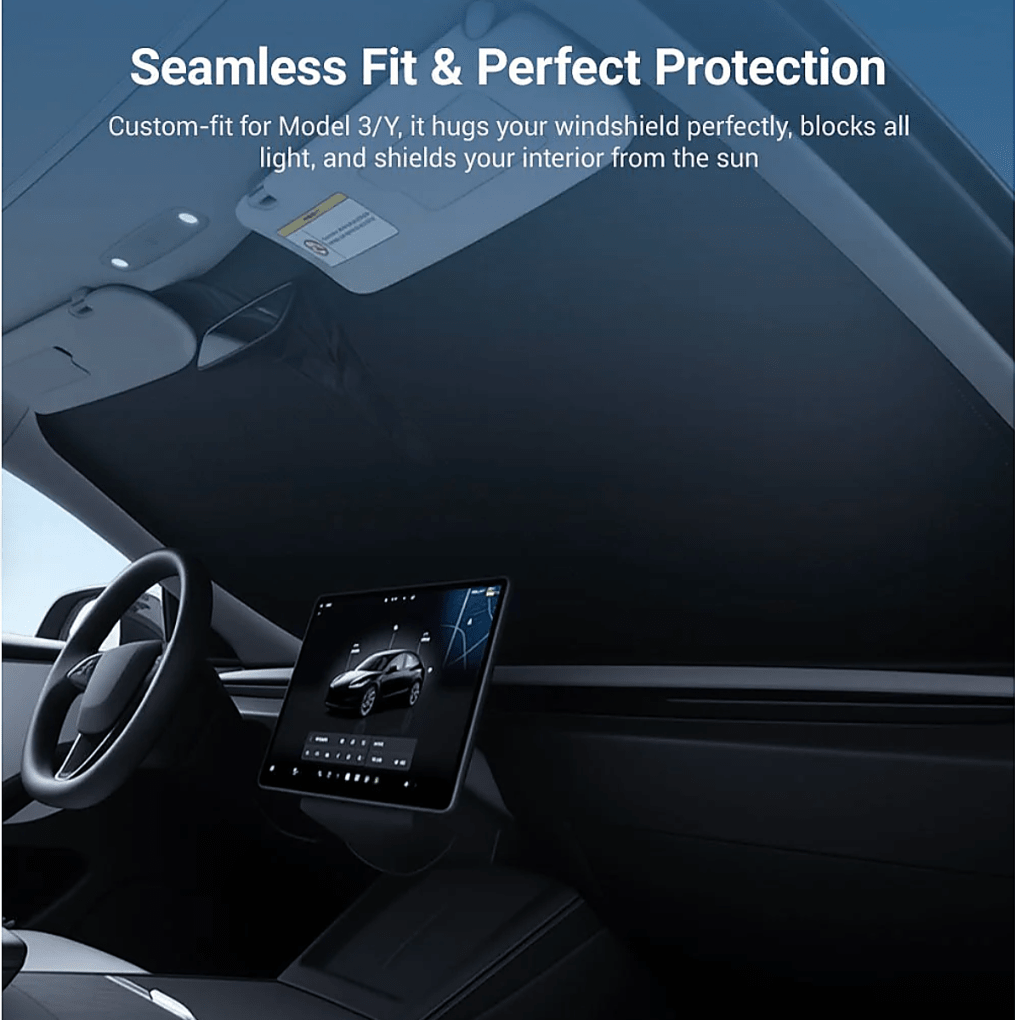 SunGuard – Premium Windshield Sunshade - for Tesla Model 3/Y (2017 - 2026) - Zapped Co