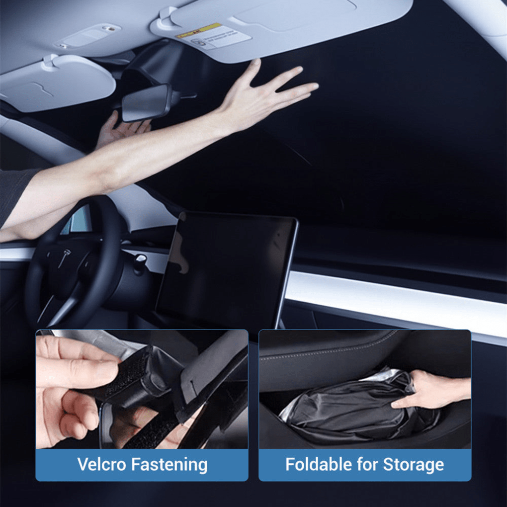 SunGuard – Premium Windshield Sunshade - for Tesla Model 3/Y (2017 - 2026) - Zapped Co