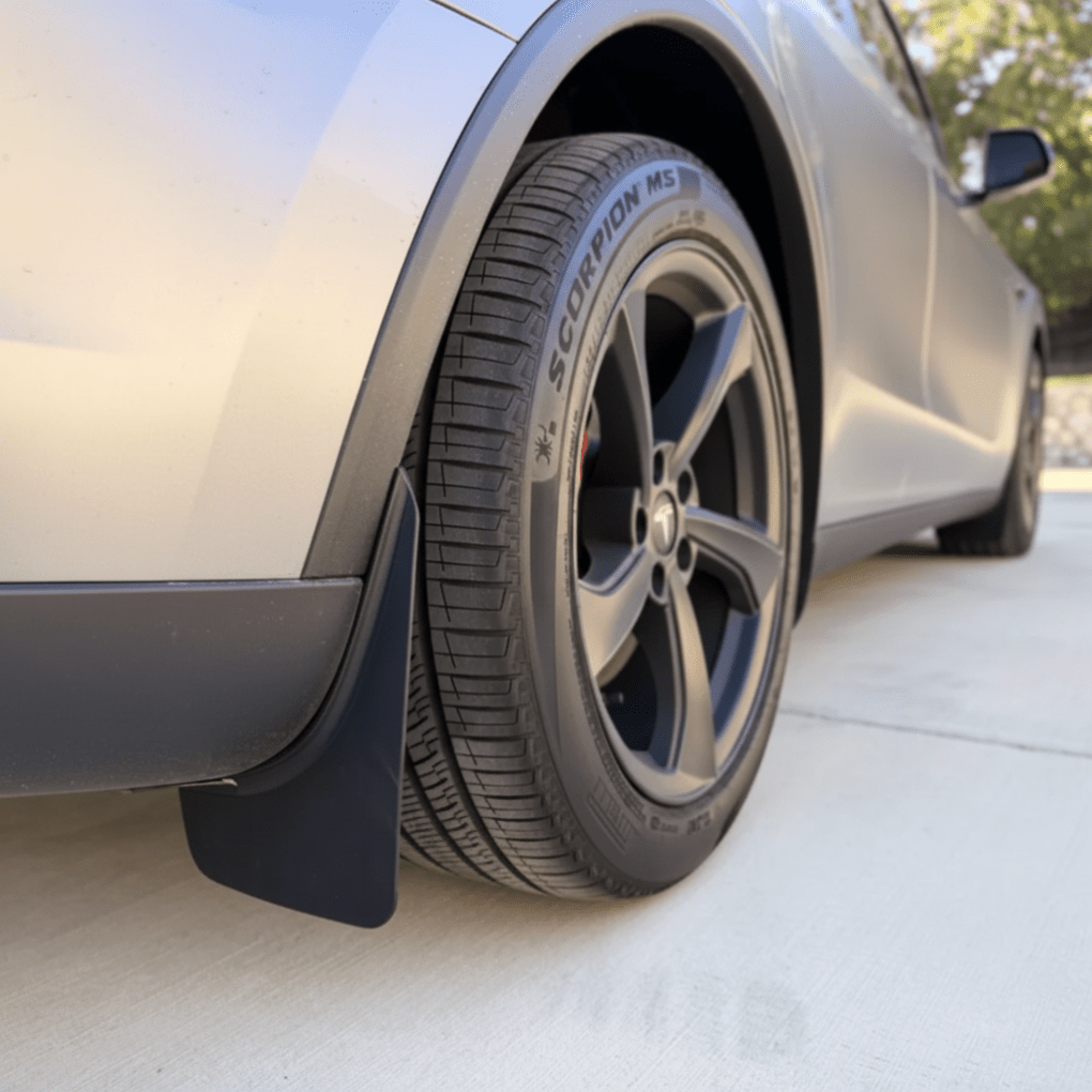 Tesla Mud Flaps – Custom Fit Splash Guards for Model Y Juniper - Zapped Co