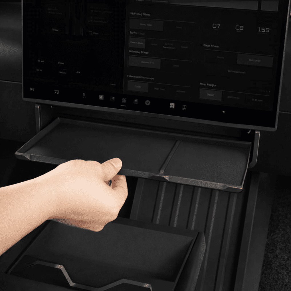 Tesla Under - Screen Compartment – Storage Compartment for Tesla Cybertruck - Zapped Co