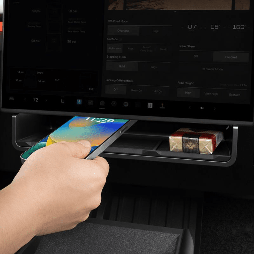 Tesla Under - Screen Compartment – Storage Compartment for Tesla Cybertruck - Zapped Co